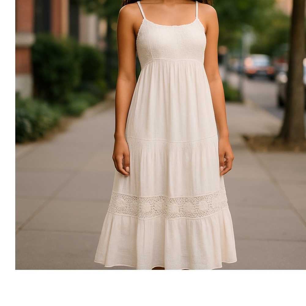 Elegant Cream Spaghetti Strap Dress